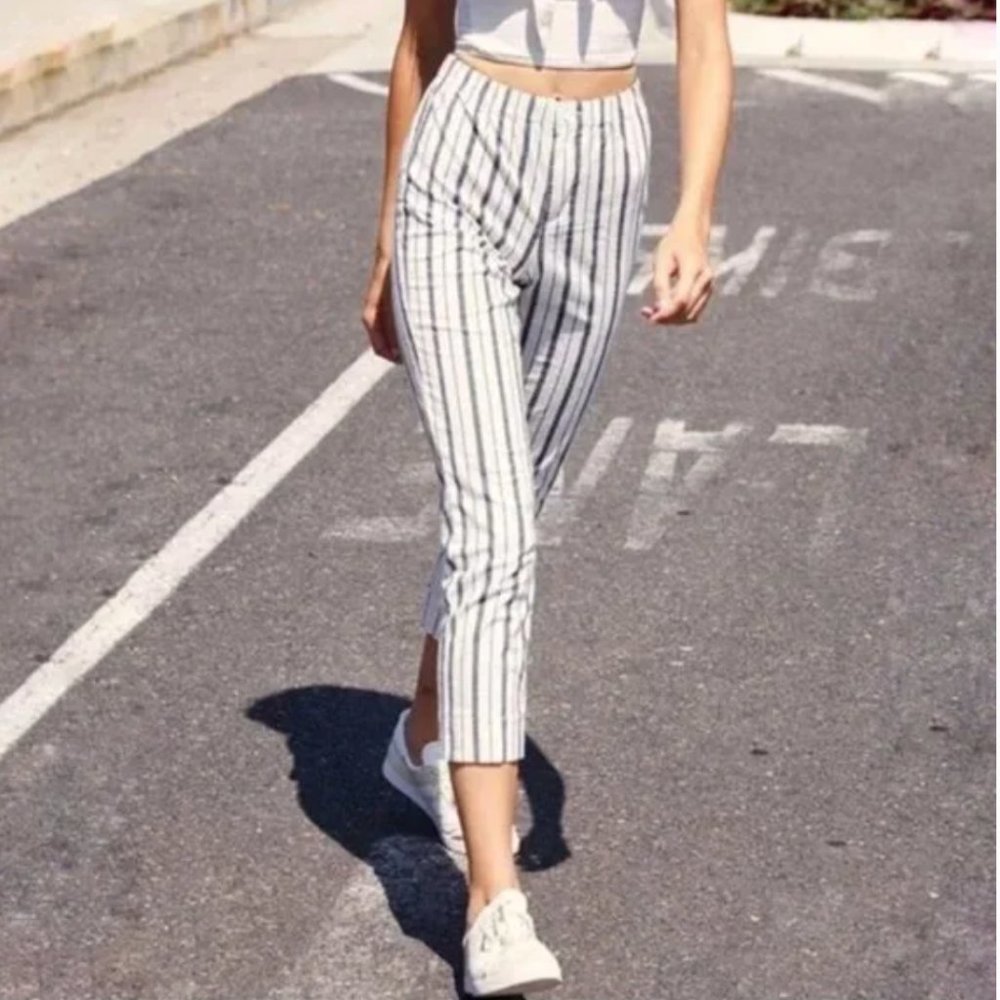 Brandy Melville John Galt High Rise Striped Cotton Pants